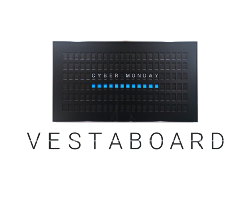 Cyber Monday Blog Feature image with Vestaboard