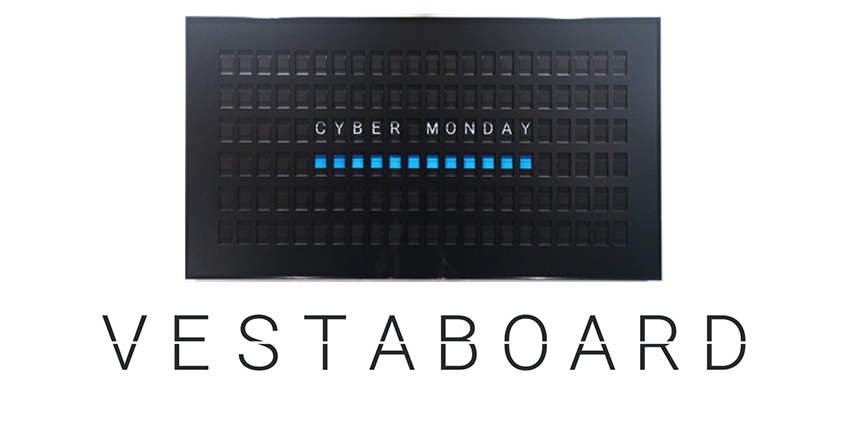Cyber Monday Blog Feature image with Vestaboard